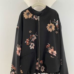 Who What Wear Black Floral Bomber Jacket